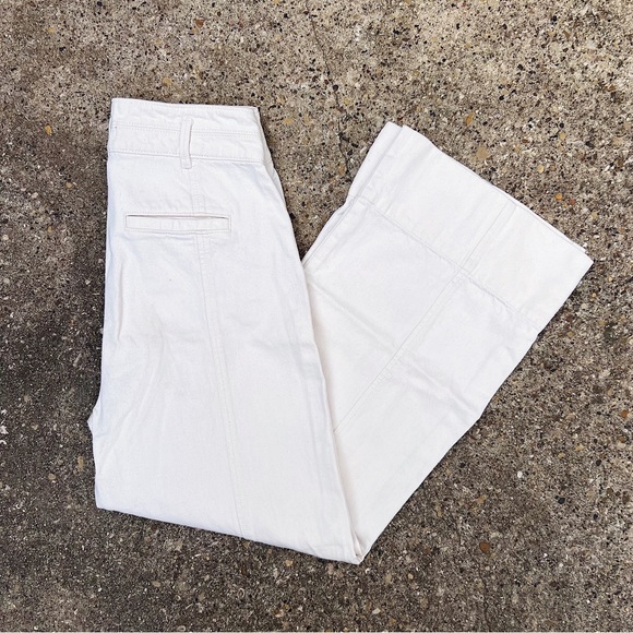 (Sold) Ann Taylor High Rise Palazzo Jeans Ecru Biege Dress Pants Size 2 Preppy - Picture 7 of 8